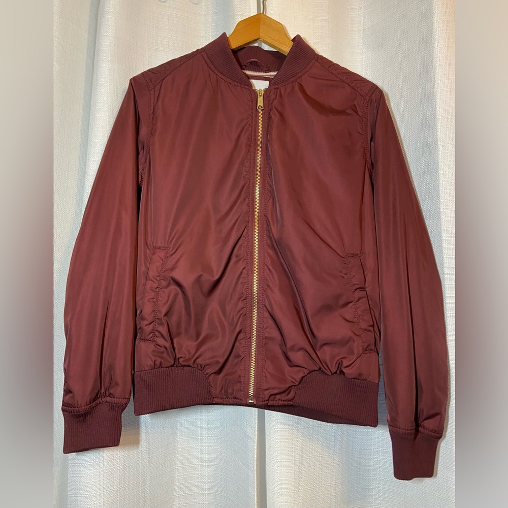 Old Navy Burgundy Satin Bomber(Fall/Lighter Winter weight)